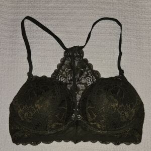 PINK Victoria's Secret Olive Lace Racerback Bralette